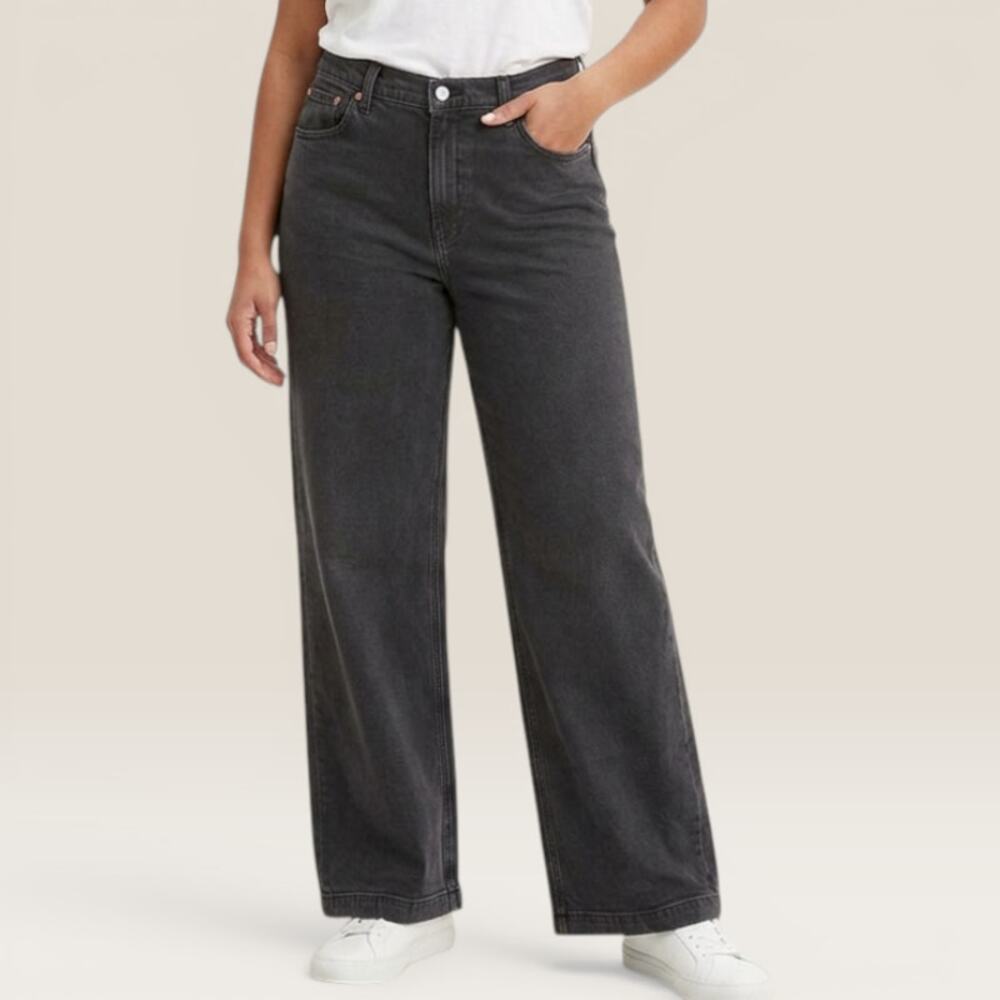 Gap Stride Wide Leg Jeans Washed Black 31/12 Tall NWT